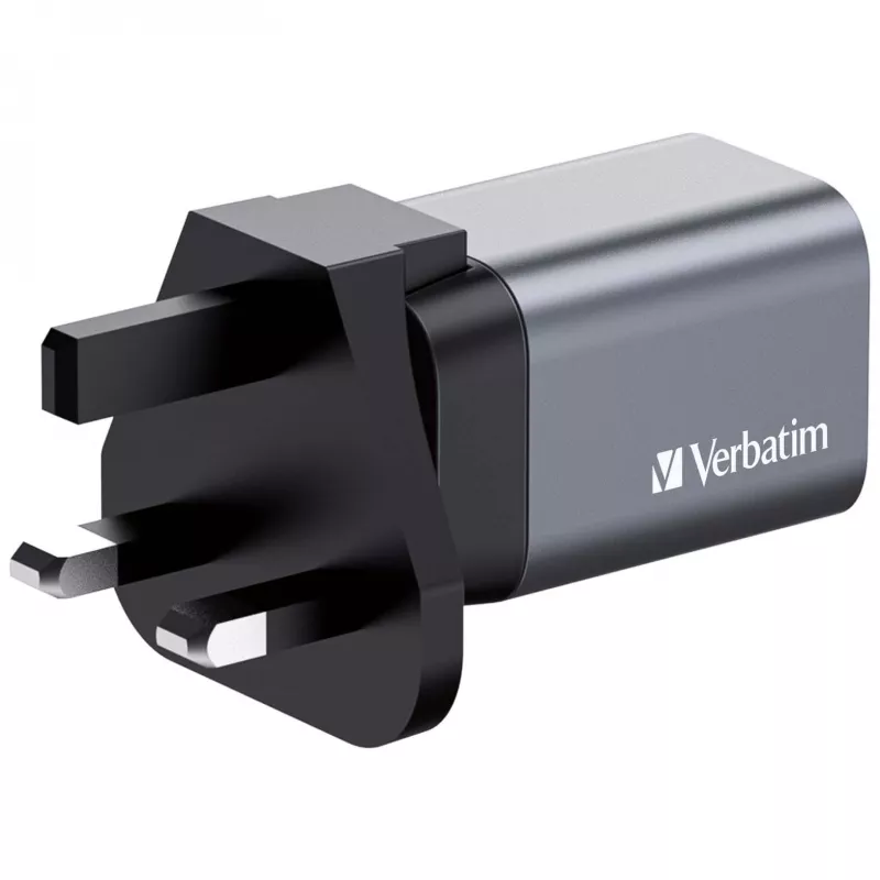 Verbatim GNC-35 Carregador GaN 35W com 1 x USB-C PD 35W / 1 x USB-A QC 3.0 (EU/UK/US)