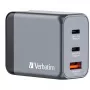 Verbatim GNC-65 Carregador GaN 65W com 2 x USB-C PD 65W / 1 x USB-A QC 3.0 (EU/UK/US)