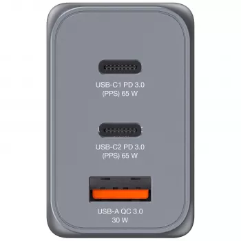 Verbatim GNC-65 Carregador GaN 65W com 2 x USB-C PD 65W / 1 x USB-A QC 3.0 (EU/UK/US)