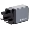 Verbatim GNC-65 Carregador GaN 65W com 2 x USB-C PD 65W / 1 x USB-A QC 3.0 (EU/UK/US)