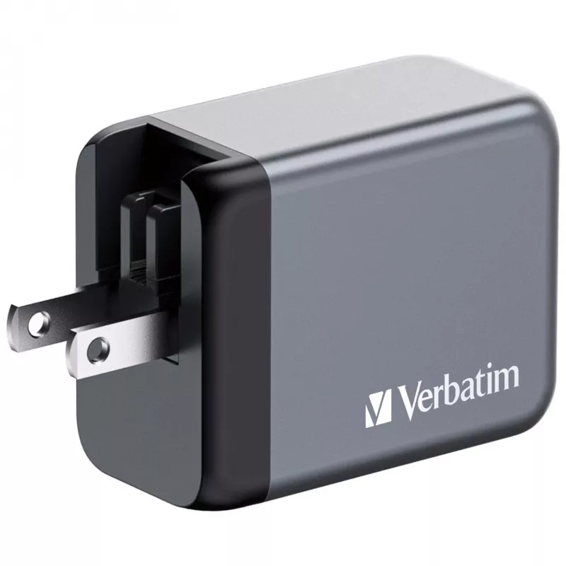Verbatim GNC-65 Carregador GaN 65W com 2 x USB-C PD 65W / 1 x USB-A QC 3.0 (EU/UK/US)