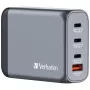 Verbatim GNC-100 Carregador GaN 100W com 2 x USB-C PD 100W / 1 x USB-C PD 65W / 1 x USB-A QC 3.0 (EU/UK/US)