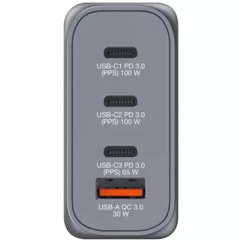 Verbatim GNC-100 Carregador GaN 100W com 2 x USB-C PD 100W / 1 x USB-C PD 65W / 1 x USB-A QC 3.0 (EU/UK/US)