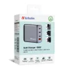 Verbatim GNC-100 Carregador GaN 100W com 2 x USB-C PD 100W / 1 x USB-C PD 65W / 1 x USB-A QC 3.0 (EU/UK/US)