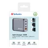 Verbatim GNC-100 Carregador GaN 100W com 2 x USB-C PD 100W / 1 x USB-C PD 65W / 1 x USB-A QC 3.0 (EU/UK/US)