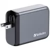 Verbatim GNC-100 Carregador GaN 100W com 2 x USB-C PD 100W / 1 x USB-C PD 65W / 1 x USB-A QC 3.0 (EU/UK/US)
