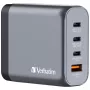 Verbatim GNC-140 Carregador GaN 140 W com 2 x USB-C PD 140 W / 1 x USB-C PD 20 W / 1 x USB-A QC 3.0 (EU/UK/US)