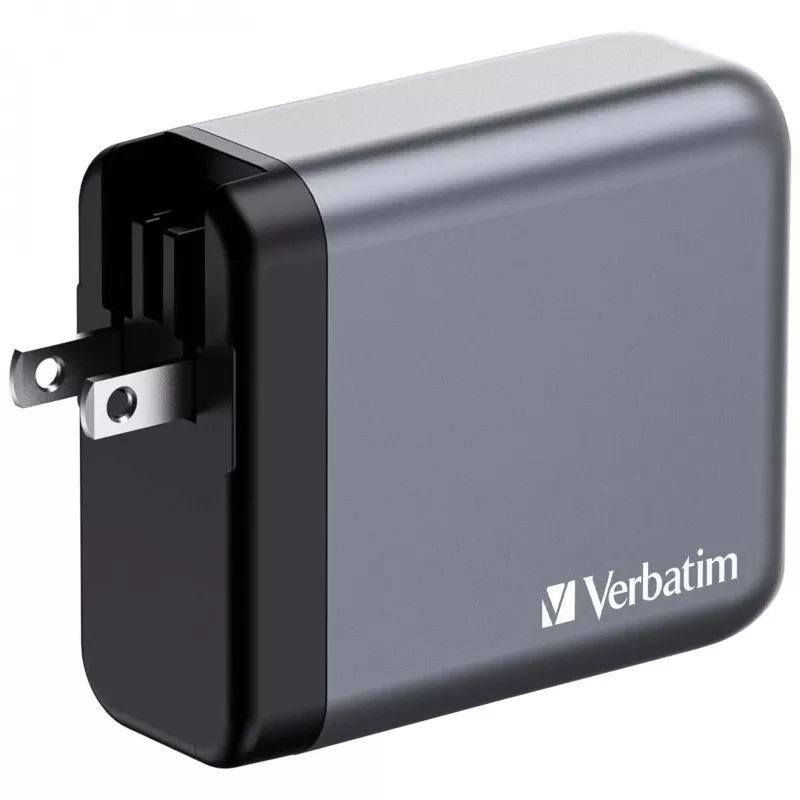 Verbatim GNC-140 Carregador GaN 140 W com 2 x USB-C PD 140 W / 1 x USB-C PD 20 W / 1 x USB-A QC 3.0 (EU/UK/US)