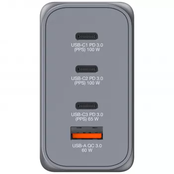 Verbatim GNC-200 Carregador GaN 200W com 2 x USB-C PD 100W / 1 x USB-C PD 65W / 1 x USB QC 3.0 (EU/UK/US)