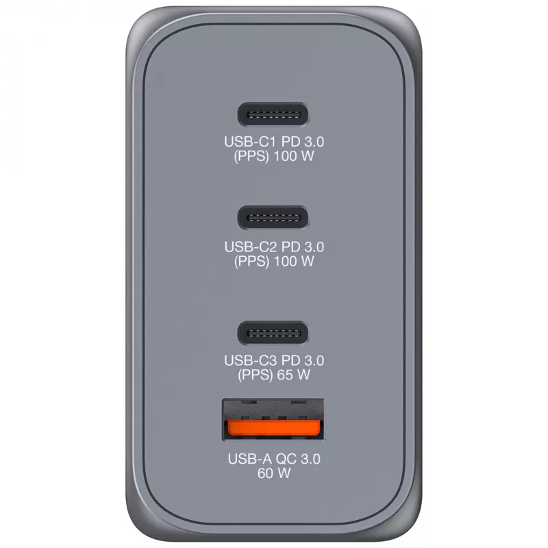 Verbatim GNC-200 Carregador GaN 200W com 2 x USB-C PD 100W / 1 x USB-C PD 65W / 1 x USB QC 3.0 (EU/UK/US)