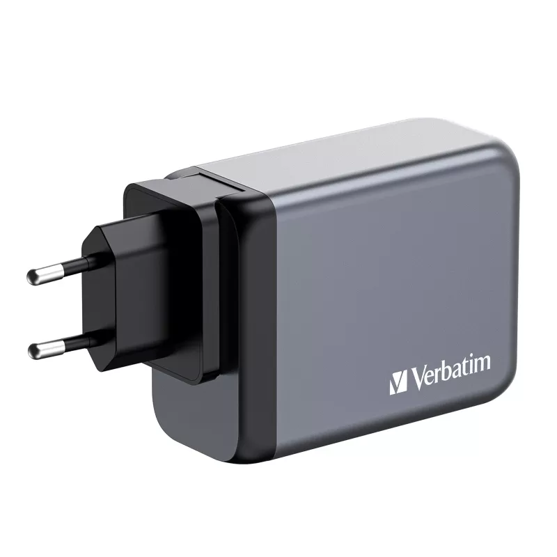 Verbatim GNC-200 Carregador GaN 200W com 2 x USB-C PD 100W / 1 x USB-C PD 65W / 1 x USB QC 3.0 (EU/UK/US)