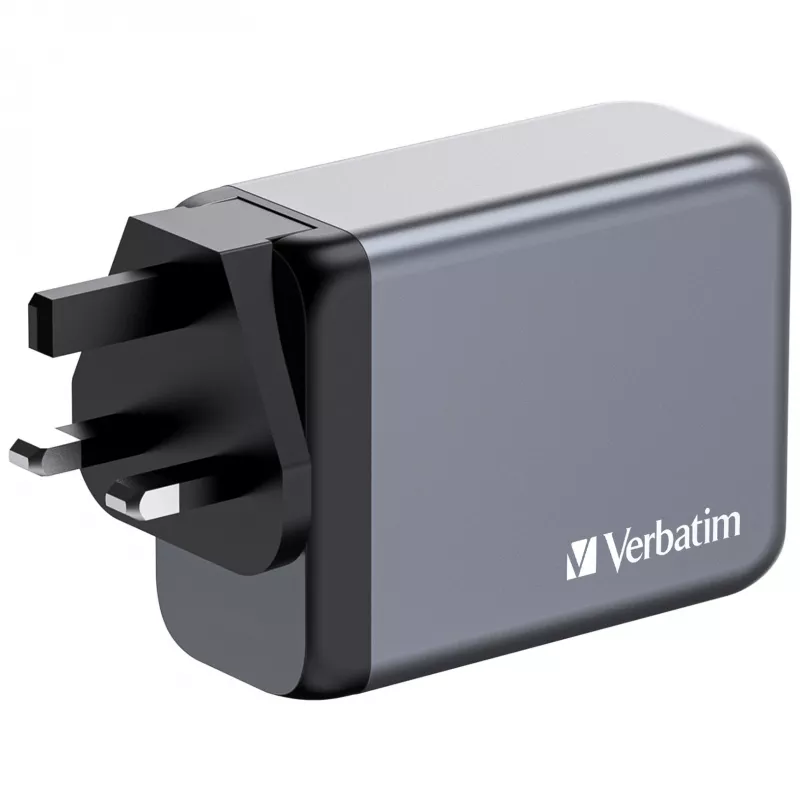 Verbatim GNC-200 Carregador GaN 200W com 2 x USB-C PD 100W / 1 x USB-C PD 65W / 1 x USB QC 3.0 (EU/UK/US)