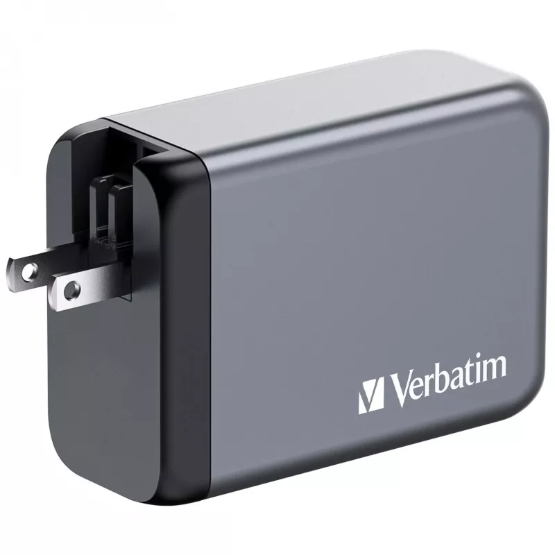 Verbatim GNC-240 Carregador GaN 240 W com 1 x USB-C 140 W / 1 x USB-C 100 W / 1 x USB-C 65 W / 1 x USB-A QC 3.0 (EU/UK/US)