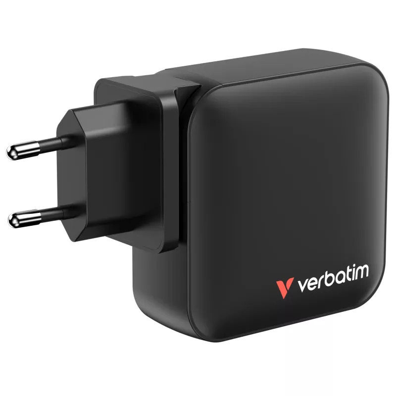 Verbatim Mini Carregador GaN 165W 4 Portas Ficha US com Adaptadores EU e UK