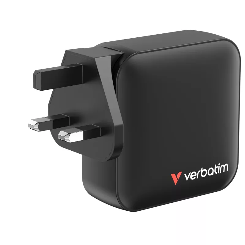 Verbatim Mini Carregador GaN 165W 4 Portas Ficha US com Adaptadores EU e UK