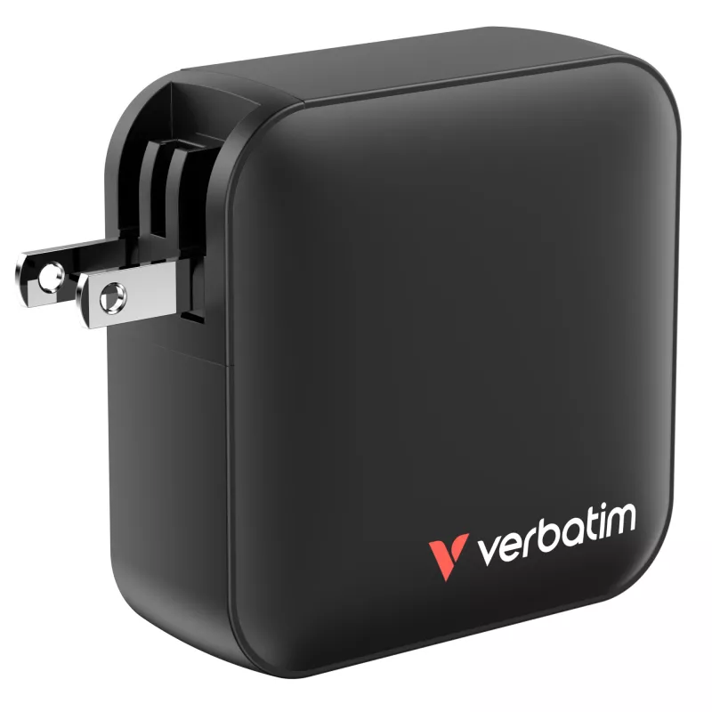 Verbatim Mini Carregador GaN 165W 4 Portas Ficha US com Adaptadores EU e UK