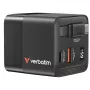 Verbatim Carregador GaN 65 W 2 Portas com Cabo Retrátil, Ecrã, Fichas US e Adaptadores EU e UK