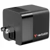 Verbatim Carregador GaN 65 W 2 Portas com Cabo Retrátil, Ecrã, Fichas US e Adaptadores EU e UK