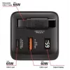 Verbatim Carregador GaN 65 W 2 Portas com Cabo Retrátil, Ecrã, Fichas US e Adaptadores EU e UK