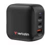 Verbatim Mini Carregador GaN 70W 3 Portas Ficha US com Adaptadores EU e UK