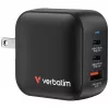 Verbatim Mini Carregador GaN 70W 3 Portas Ficha US com Adaptadores EU e UK
