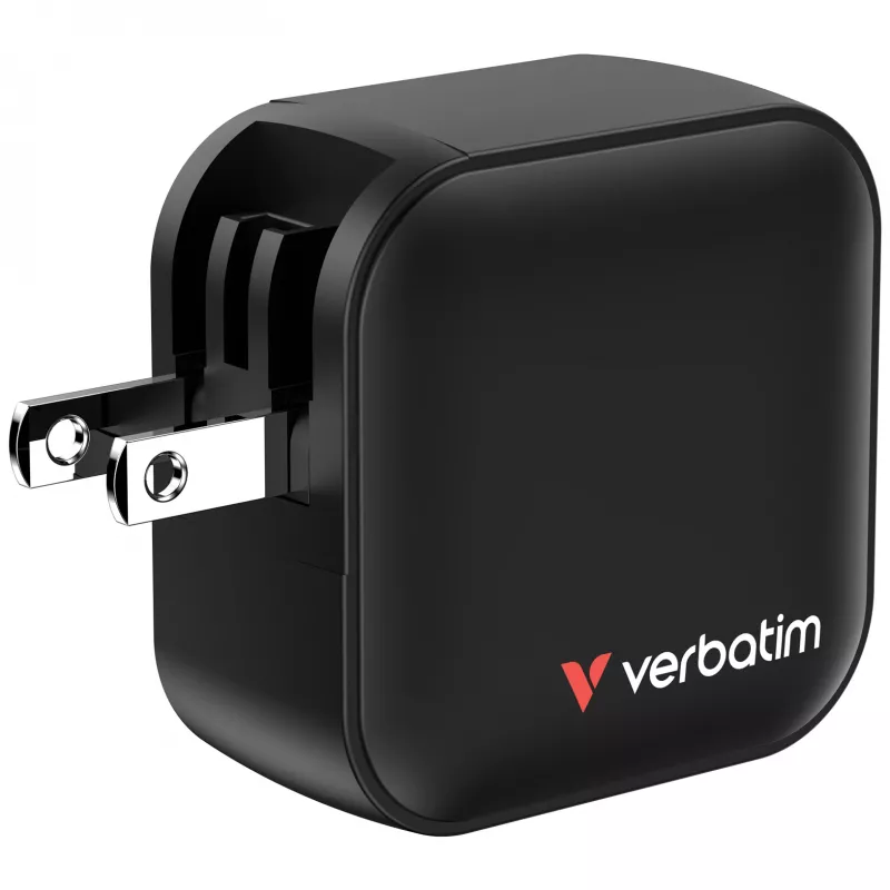 Verbatim Mini Carregador GaN 70W 3 Portas Ficha US com Adaptadores EU e UK