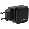 Verbatim Mini Carregador GaN 70W 3 Portas Ficha US com Adaptadores EU e UK