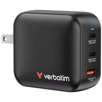 Verbatim Carregador GaN 100W Universal Preto Carregamento Rápido AC Interior