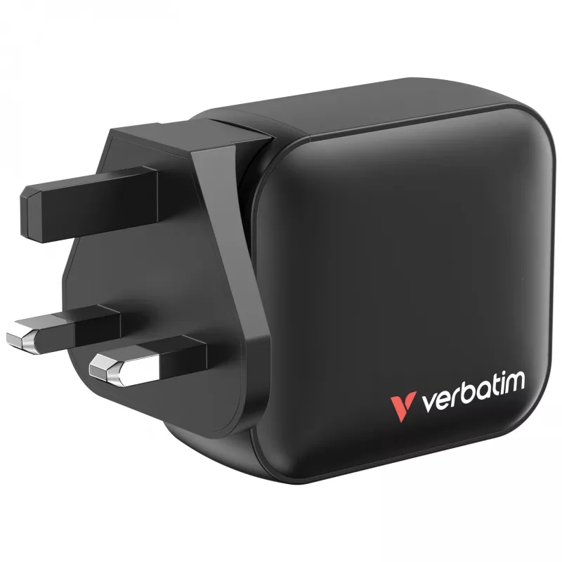 Verbatim Carregador GaN 100W Universal Preto Carregamento Rápido AC Interior