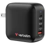 Verbatim Mini Carregador GaN 100W 4 Portas Ficha US com Adaptadores EU e UK