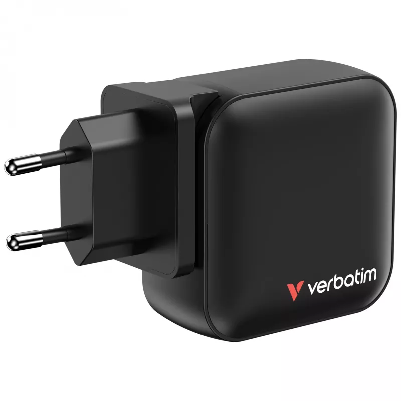 Verbatim Mini Carregador GaN 100W 4 Portas Ficha US com Adaptadores EU e UK