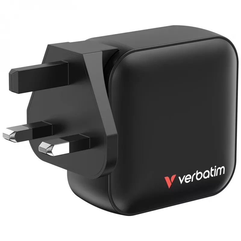 Verbatim Mini Carregador GaN 100W 4 Portas Ficha US com Adaptadores EU e UK