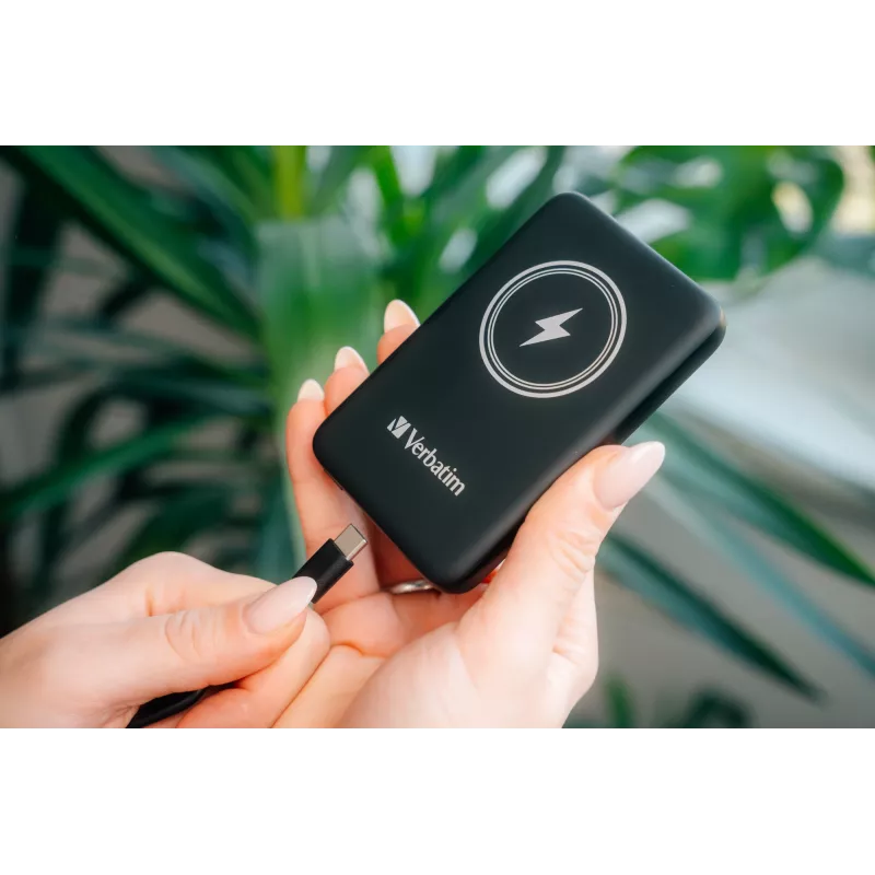 Powerbank VERBATIM Charge 'n' Go 5000 mAh Magnética Sem Fios, Preto