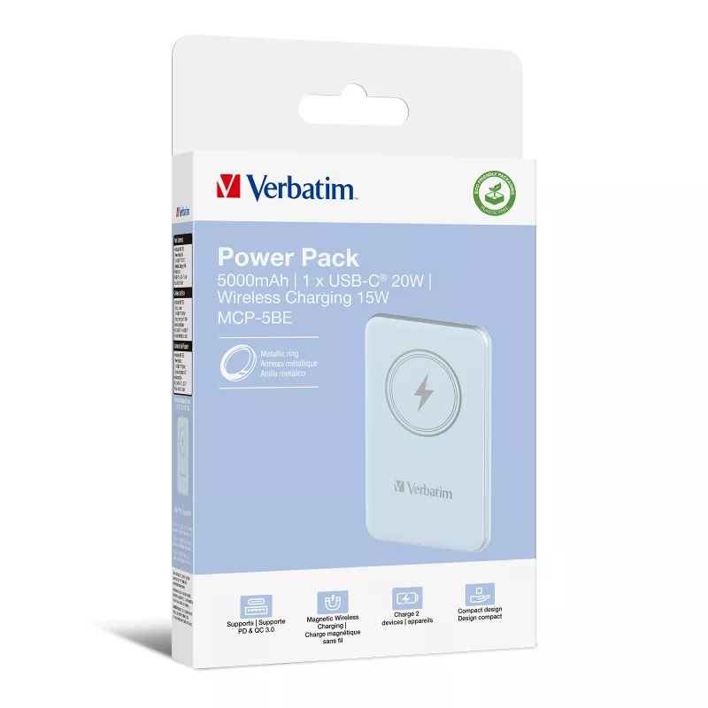 Verbatim Charge 'n' Go Powerbank Magnética Sem Fios 5000 mAh Azul