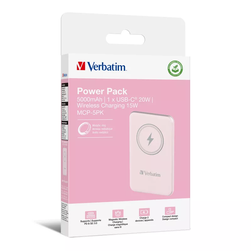 Verbatim Charge 'n' Go Powerbank Magnética Sem Fios 5000mAh Rosa