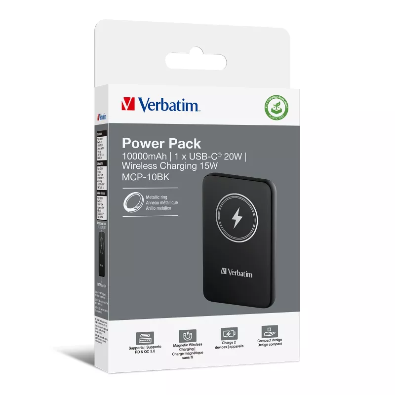 Verbatim Charge 'n' Go Powerbank Magnética Sem Fios 10000mAh Preto