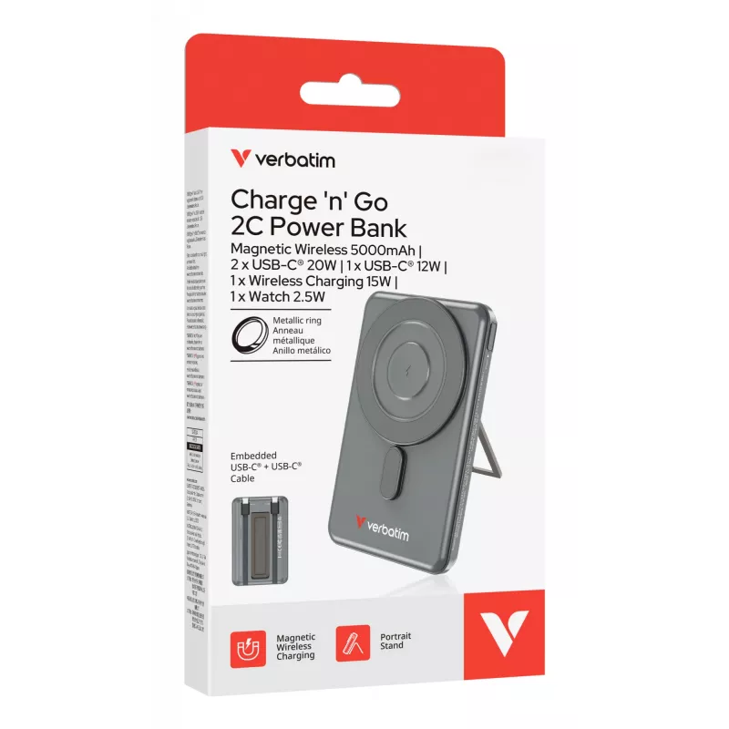 Verbatim Charge'n'Go 2C Powerbank 5000 mAh Cinzento