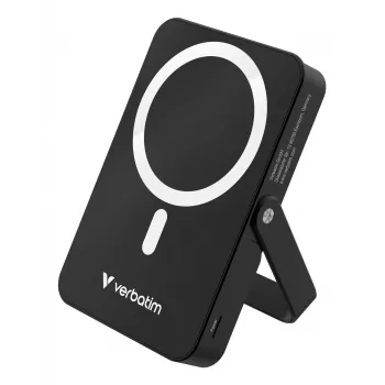 Verbatim Charge 'n' Go Powerbank Magnética Sem Fios com Suporte – 10000 mAh Preto