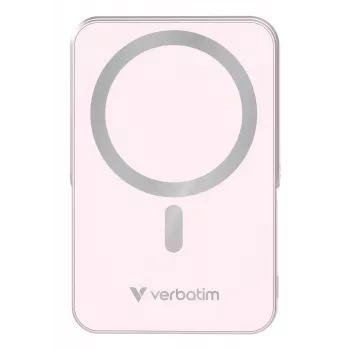 Verbatim Charge 'n' Go Powerbank Magnética Sem Fios com Suporte – 10000 mAh Rosa