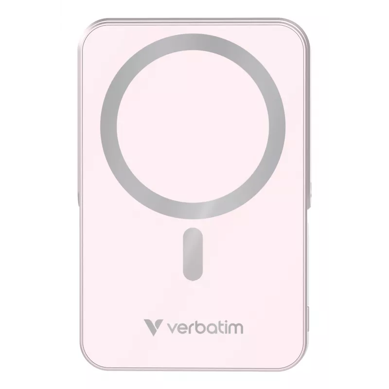 Verbatim Charge 'n' Go Powerbank Magnética Sem Fios com Suporte – 10000 mAh Rosa