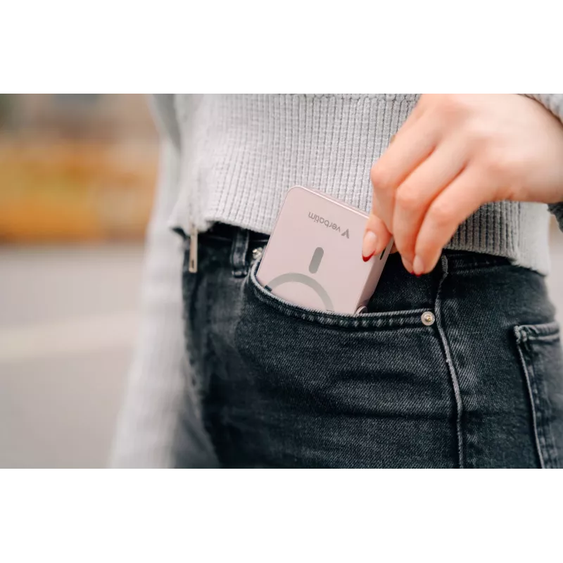 Verbatim Charge 'n' Go Powerbank Magnética Sem Fios com Suporte – 10000 mAh Rosa