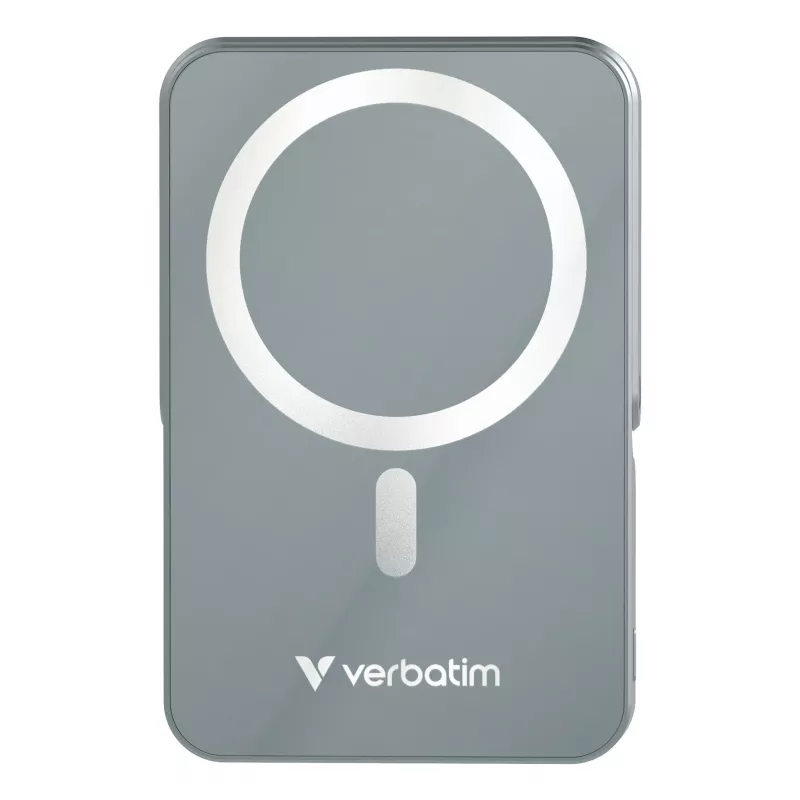 Verbatim Charge 'n' Go Powerbank Magnética Sem Fios com Suporte – 10000 mAh Cinzento