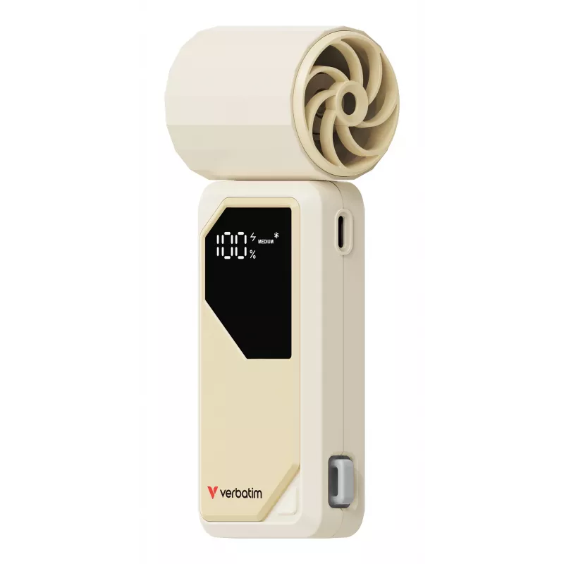 Verbatim Cool’n’Go AirJet ventoinha de mão branco/prateado, prateado, branco, ventoinha de mão, 1 unid., 6 W, iões de lítio (Li-Ion), 3,7 V