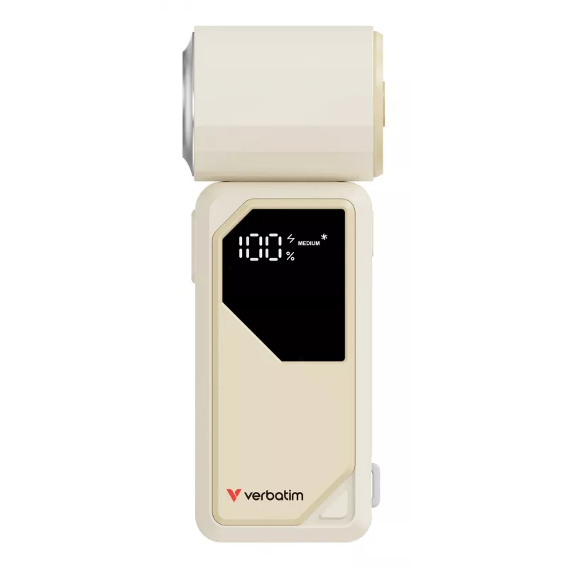 Verbatim Cool’n’Go AirJet ventoinha de mão branco/prateado, prateado, branco, ventoinha de mão, 1 unid., 6 W, iões de lítio (Li-Ion), 3,7 V