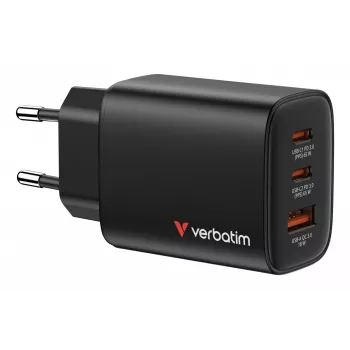 Verbatim Essentials carregador GaN 65W ficha EU preto, interior, AC, 20 V, preto