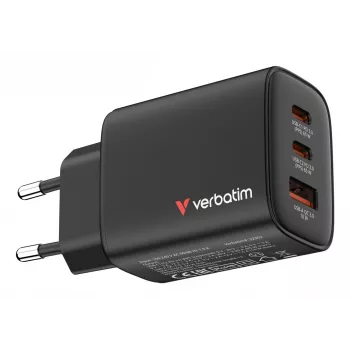 Verbatim Essentials carregador GaN 65W ficha EU preto, interior, AC, 20 V, preto