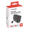 Verbatim Essentials carregador GaN 65W ficha EU preto, interior, AC, 20 V, preto