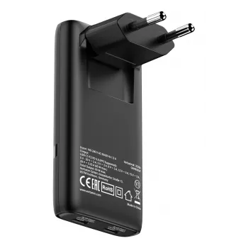 Verbatim Fold 'n' Go carregador GaN 65W ficha EU preto, interior, AC, 20 V, preto