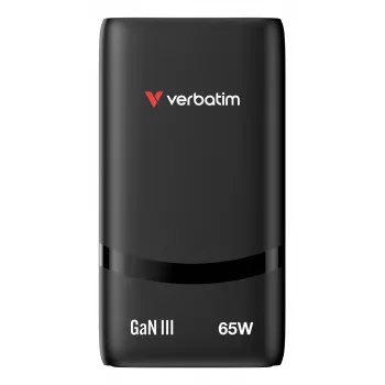 Verbatim Fold 'n' Go carregador GaN 65W ficha EU preto, interior, AC, 20 V, preto