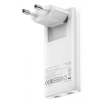 Verbatim Fold 'n' Go carregador GaN 65W ficha EU branco